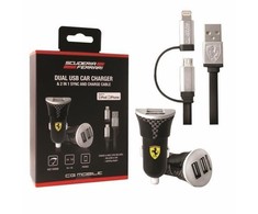Ferrari pakrovėjas FEBCCCBUNBK 2in1 MFI Lightning/micro USB juoda/juoda