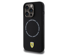 „Ferrari“ spausdinto žiedo formos „MagSafe“ dėklas, skirtas „iPhone 15 Pro Max“ – juodas