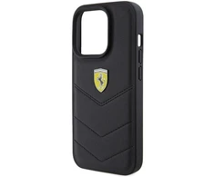 Ferrari FEHCP15LRDUK Apple iPhone 15 Pro 6.1″ juodos spalvos kietas dėklas Quilted Metal Logo