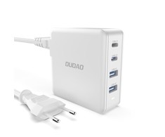 GaN 100W fast laidinis įkroviklis 2 x USB-C / 2 x USB Dudao A100EU - baltos spalvos