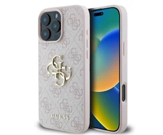 GUESS dėklas skirtas Apple iPhone 16 Pro GUHCP16L4GMGPI (4G PU Big Logo) rožinės spalvos