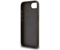 Guess PU 4G Metal Logo Apple iPhone 16e dėklas telefonui rudos spalvos