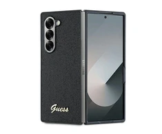 Guess PC/TPU Glitter Flakes Metal Logo Samsung Galaxy Z Fold6 dėklas telefonui juodos spalvos
