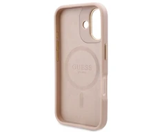 Guess 4G Logo Plate MagSafe Apple iPhone 16 Case - dėklas telefonui rožinės spalvos