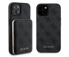 Apple iPhone 15 Guess dėklas + Powerbank MagSafe 4G Metal Logo 5000mAh (GUBPM5P15S4GEMGK) juodos spalvos