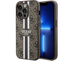 Apple iPhone 15 Pro Guess dėklas 4G Printed Stripes MagSafe (GUHMP15LP4RPSW) rudos spalvos
