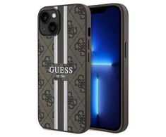 Apple iPhone 13 / 14 / 15 Guess dėklas 4G Printed Stripes MagSafe (GUHMP15SP4RPSW) rudos spalvos
