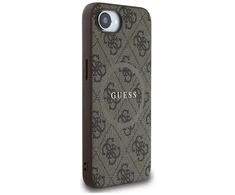Guess PU Leather 4G Colored Ring MagSafe Apple iPhone 16e dėklas telefonui rudos spalvos