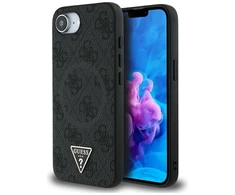 GUESS dėklas skirtas Apple iPhone 16e (SE 4 2025) compatible with MagSafe GUHMPSE4P4TDPK (PU 4G Triangle Logo) juodos spalvos