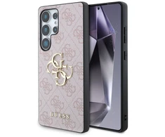 Guess PU 4G Metal Logo dėklas skirtas Samsung Galaxy S25 Ultra rožinės spalvos