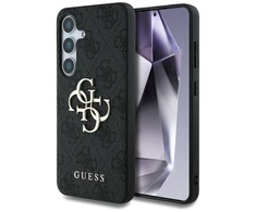 Guess PU 4G Metal Logo dėklas skirtas Samsung Galaxy S25 pilkos spalvos
