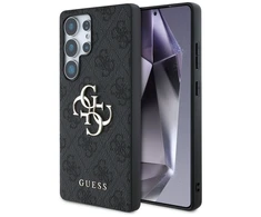 Guess PU 4G Metal Logo dėklas skirtas Samsung Galaxy S25 Ultra pilkos spalvos