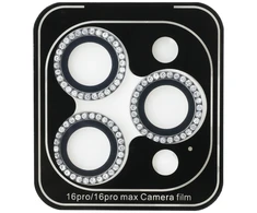 Rinkinys 2in1 Guess BP Rhinestone apsauginis stiklas ekranui ir kamerai Apple iPhone 16 Pro Max