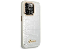 „Guess Croco Collection“ dėklas, skirtas iPhone 14 Pro 6.1" - sidabrinis