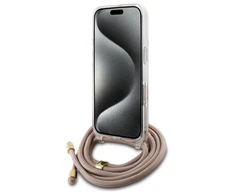 Guess GUHCP16SHC4SEP Apple iPhone 16 6.1" dėklas telefonui rožinės spalvos Crossbody Cord 4G Print