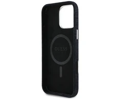 Dėklas Guess Denim Triangle Logo MagSafe Apple iPhone 16 Pro juodos spalvos