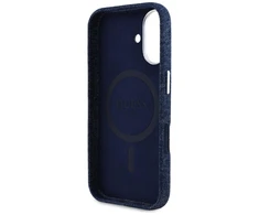 Guess Denim Triangle Logo MagSafe iPhone 16 Dėklas - Mėlyna