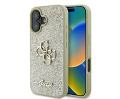 Guess GUHCP16MHG4SGD Apple iPhone 16 Plus 6.7" auksinis kietasis dėklas Fixed Glitter Big 4G