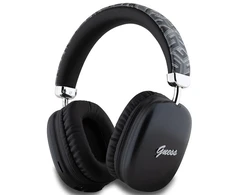 Guess GCube Metallic Script Logo Bluetooth belaidės ausinės su lankeliu ant galvos juodos spalvos