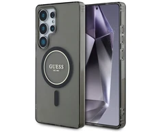 Guess Glitter Circle Classic Logo MagSafe Samsung Galaxy S25 Ultra dėklas telefonui juodos spalvos