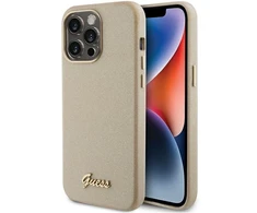 Dėklas GUESS GUHCP15XPGMCSD IPHONE 15 PRO MAX 6.7 "ZLOTY/LIGHT GOLD HARDCASE GLITTER GLOSSY SCRIPT