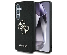 GUESS dėklas skirtas Samsung Galaxy S25 GUHCS25SPGT4MBK (PU Grained Big 4G and Classic Logo) juodos spalvos