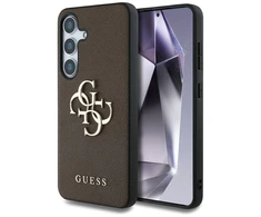 GUESS dėklas skirtas Samsung Galaxy S25 GUHCS25SPGT4MBW (PU Grained Big 4G and Classic Logo) rudos spalvos