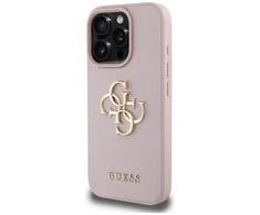Dėklas Guess Grained Big 4G Logo Small Classic Logo Apple iPhone 16 Pro rožinės spalvos