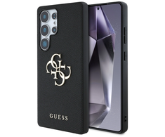 Guess Grained Big 4G Logo Small Classic Logo Samsung Galaxy S25 Ultra dėklas telefonui juodos spalvos