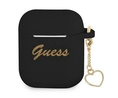 Guess GUA2LSCHSK AirPods 1/2 coverczarny/juodas silikoninis Charm Heart Collection