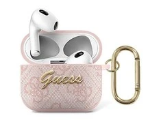 Guess GUA34GSMP AirPods 3 dėklas ausinėms rožinės spalvos 4G Script Metal Collection