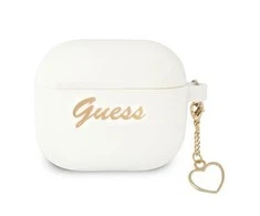 Apple AirPods 3 Guess silikoninis Charm Heart Collection (GUA3LSCHSH) ausinių dėklas baltos spalvos