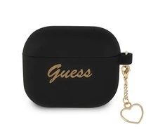 Guess dėklas Airpods 3 GUA3LSCHSK juodam silikoniniam širdies žavesiui