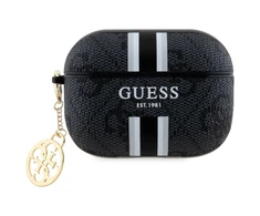 Guess GUAP2P4RPSK AirPods Pro 2 (2022/2023) dėklas juodos spalvos 4G Printed Stripes Charm