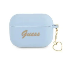 Apple AirPods Pro Guess silikoninis Charm Heart Collection (GUAPLSCHSB) ausinių dėklas mėlynos spalvos