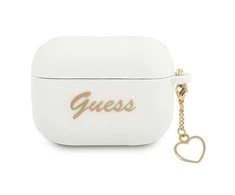 Apple AirPods Pro Guess silikoninis Charm Heart Collection (GUAPLSCHSH) ausinių dėklas baltos spalvos