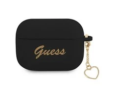 Apple AirPods Pro Guess silikoninis Charm Heart Collection (GUAPLSCHSK) ausinių dėklas juodos spalvos