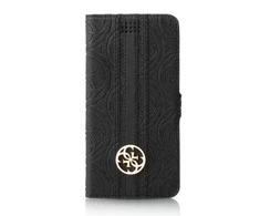Guess Universalus dėklas GUBKLHEBK 4,6 - 5,2 juodas 4G Heritage max 14,5x7,5cm
