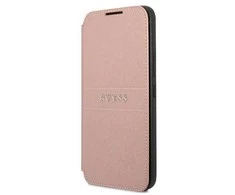 Samsung Galaxy S22 Plus Guess dėklas Book Saffiano Stripes (GUBKS22MPSASBPI) rožinės spalvos