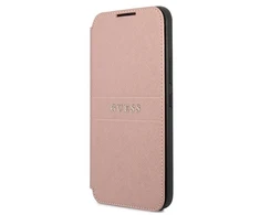 Samsung Galaxy S22 Plus Guess dėklas Book Saffiano Stripes (GUBKS22MPSASBPI) rožinės spalvos