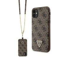 Guess GUHCN61P4TDSCPW Apple iPhone 11 / Xr 6.1″ rudos spalvos kietas dėklas Crossbody 4G Metal Logo