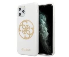 Apple iPhone 11 Pro Max Guess Hard dėklas Glitter 4G Circle Logo (GUHCN65TPUWHGLG) baltos spalvos