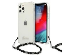 Apple iPhone 12 Pro Max Guess dėklas Juodas Pearl (GUHCP12LKPSBK) skaidrus