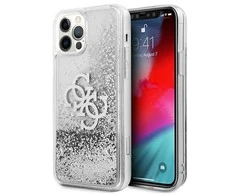 Apple iPhone 12 Pro Max Guess dėklas 4G Big Liquid Glitter (GUHCP12LLG4GSI) sidabrinės spalvos