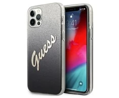 Dėklas GUESS GLITTER GRADIENT SCRIPT IPHONE 12 PRO MAX Juodas