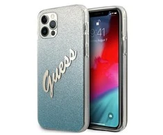 Apple iPhone 12 Pro Max Guess dėklas Glitter Gradient Script (GUHCP12LPCUGLSBL) mėlynos spalvos