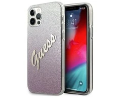 Apple iPhone 12 Pro Max 6,7" Guess dėklas Glitter Gradient Script GUHCP12LPCUGLSPI rožinės spalvos