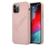 GUESS GUHCP12LRSAVSRG KIETUS DĖKLAS SAFFIANO VINTAGE IPHONE 12 PRO MAX Rožinis