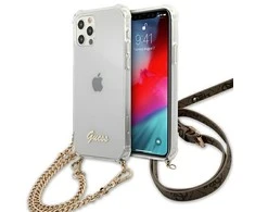 Apple iPhone 12 / 12 Pro Guess dėklas 4G Gold Chain (GUHCP12MKC4GSGO) skaidrus