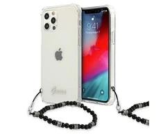 Apple iPhone 12 / 12 Pro Guess dėklas Juodas Pearl (GUHCP12MKPSBK) skaidrus